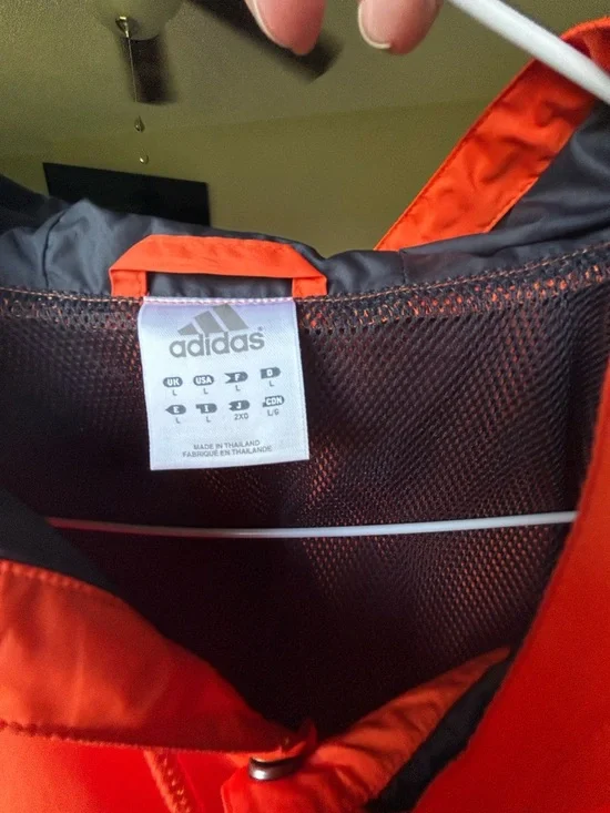 adidas Orange and Black Hooded Windbreaker Jacket - Picture 2 of 3